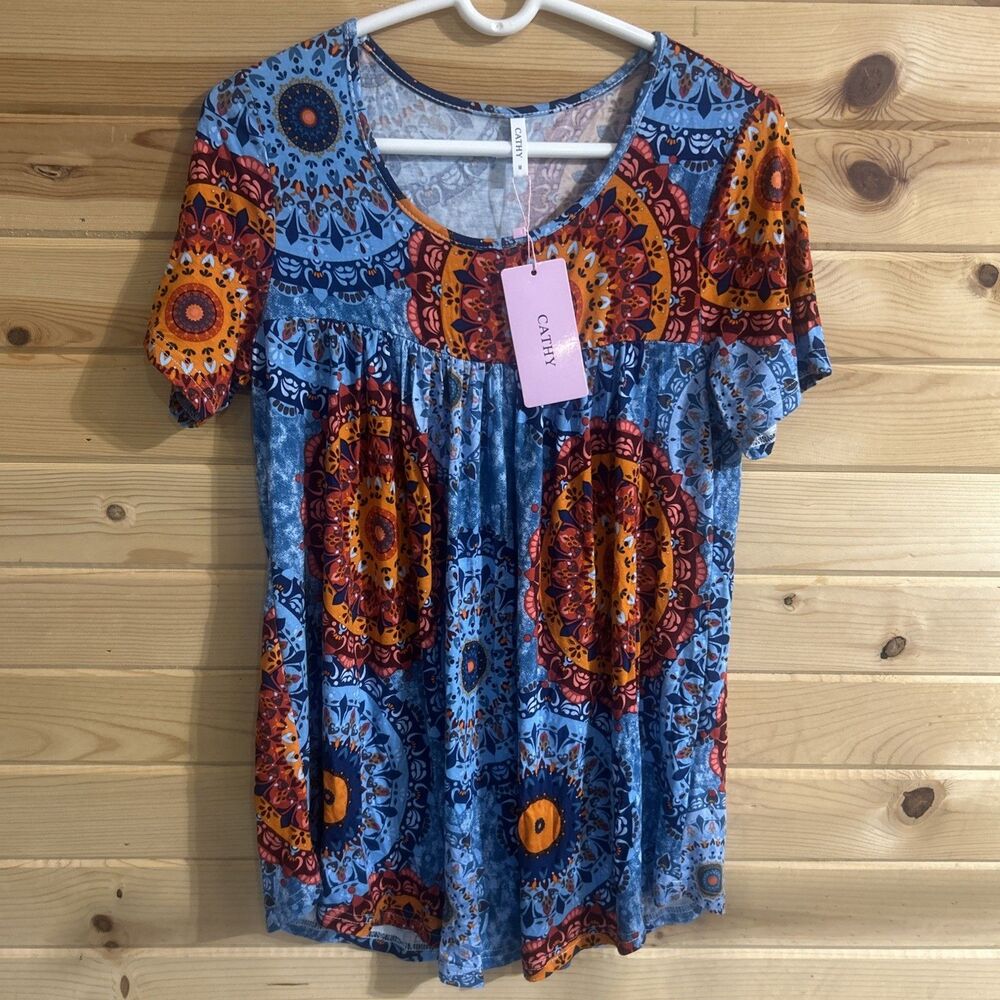 Cathy Top Artsy Knit Modal Tunic Coastal Gypsy Bohemian Women's Medium NEW